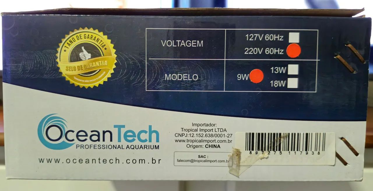 Esterilizador Ultra Violeta OceanTech 9w 220v  - Foto 2