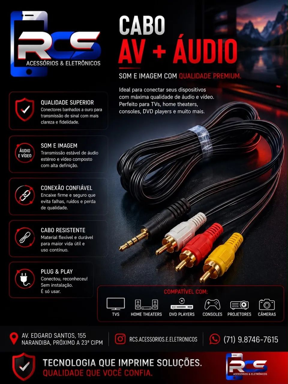 Cabo de Audio P2/RCA