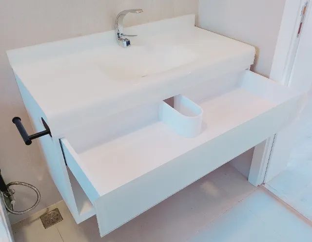 Gabinete para banheiro ou lavabo em vidro branco (entrega a combinar !!) - Foto 2