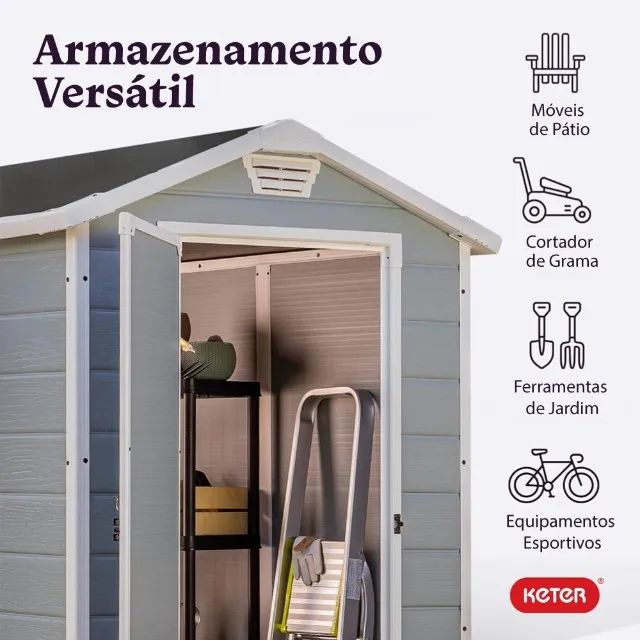 Depósito de Jardim Multiuso 4x3 Manor Keter Armazem Externo Compacto e Resistente - Foto 4