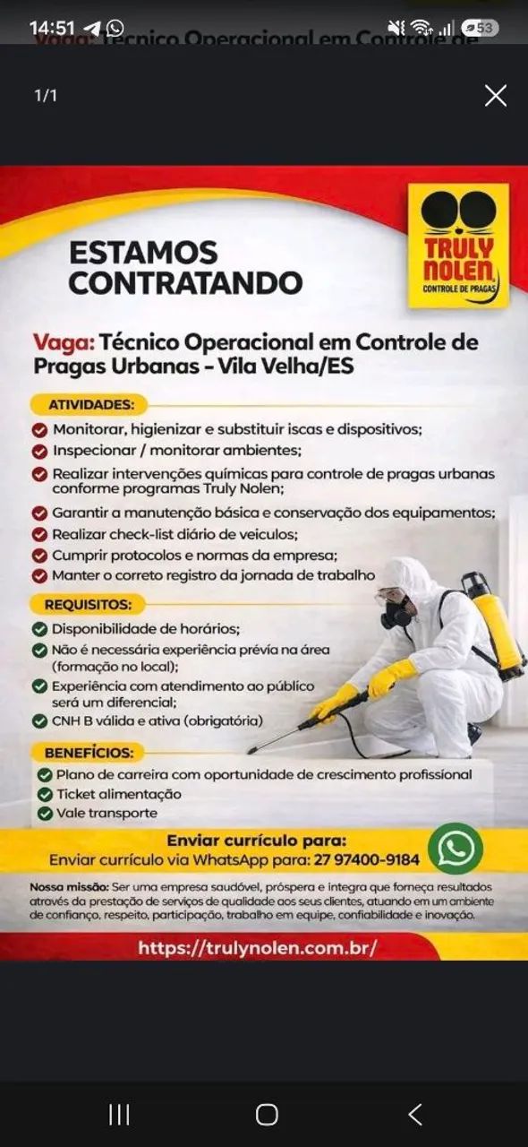 VAGA CONTROLADOR DE PRAGAS