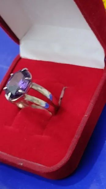 Anel Prata 950 Pedra Zircônia Lilas, Rosa, branca e outras cores 10 x 8 mm - Foto 2