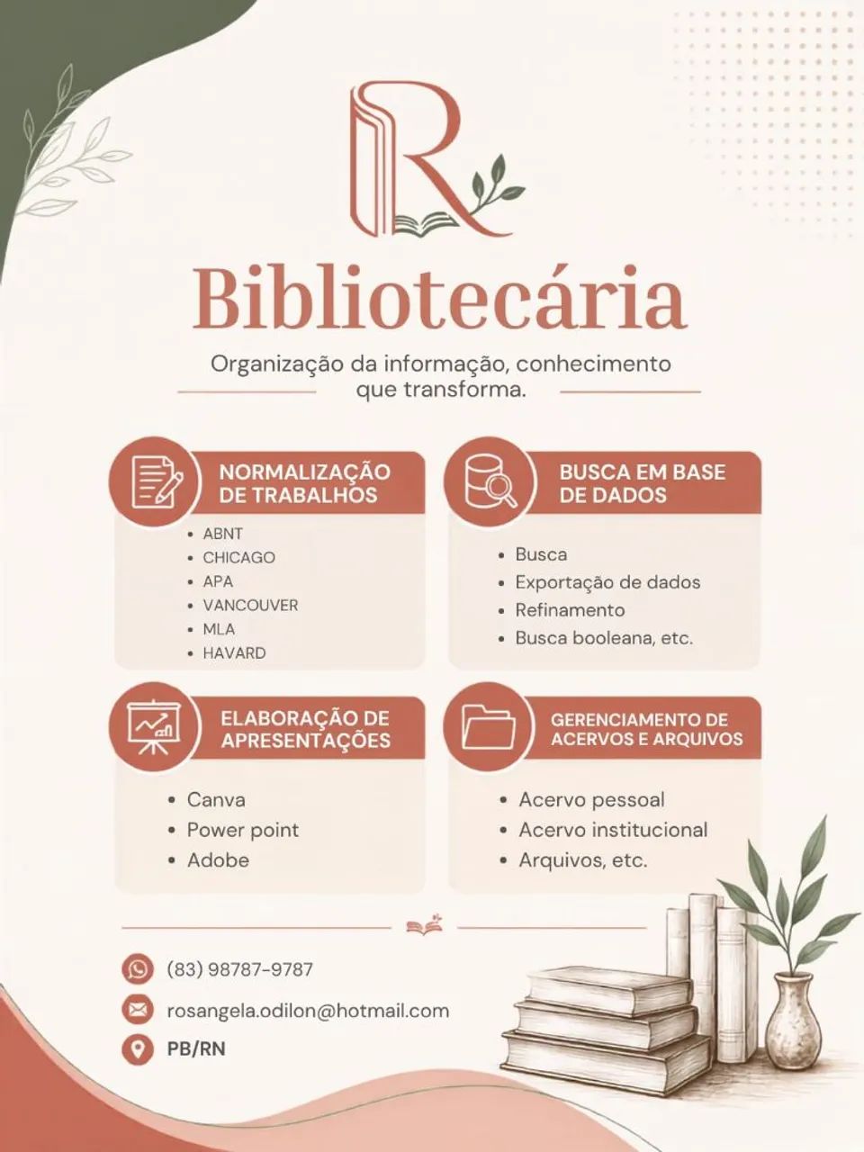 Serviços de bibliotecária