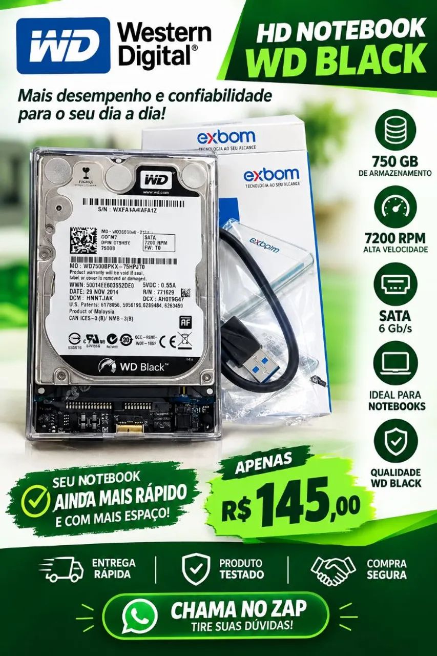HD externo 750 gb
