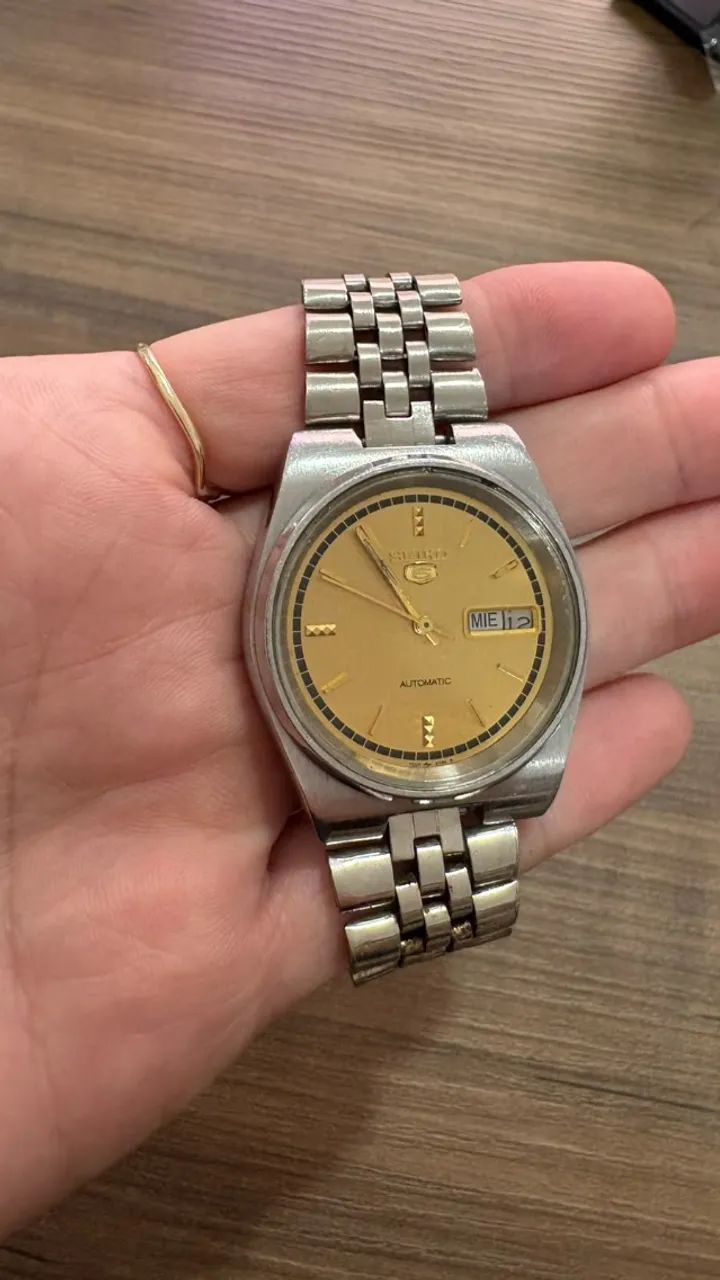 Relógio Seiko 5 Automático Vintage Dourado