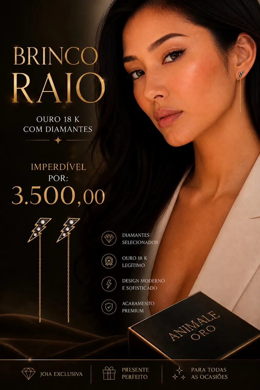 Brinco 18k ANIMALE ORO com diamantes  - Foto 2
