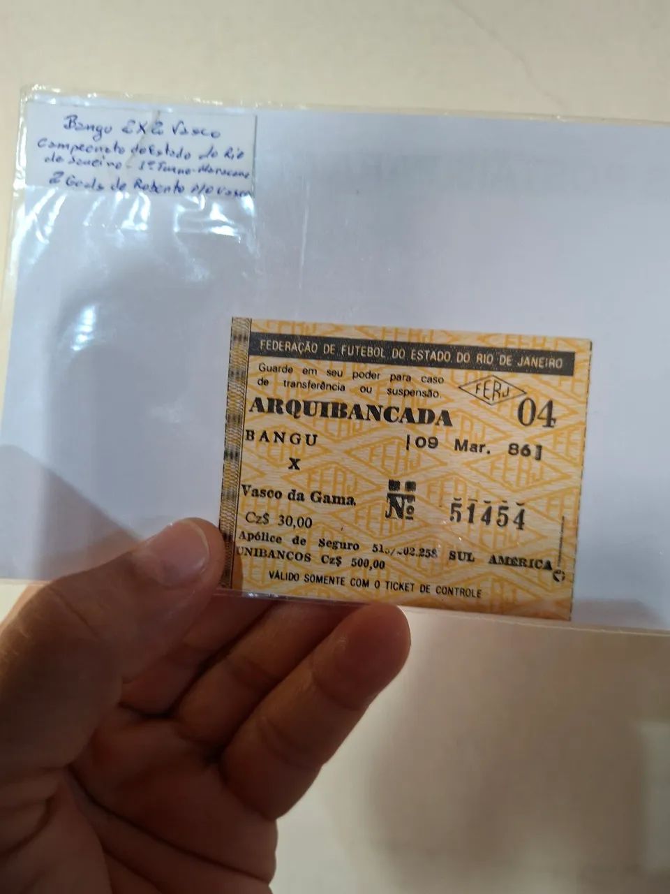 Ingresso antigo jogo bangu X Vasco 1986