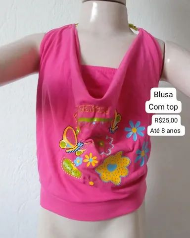Blusa infantil acompanha top veste até 8 anos 