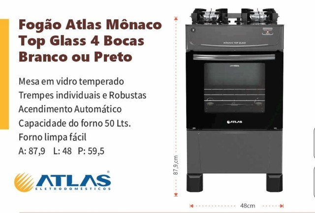 *Fogão Atlas 4 Bocas branco Mônaco Top Glass*    - Foto 2