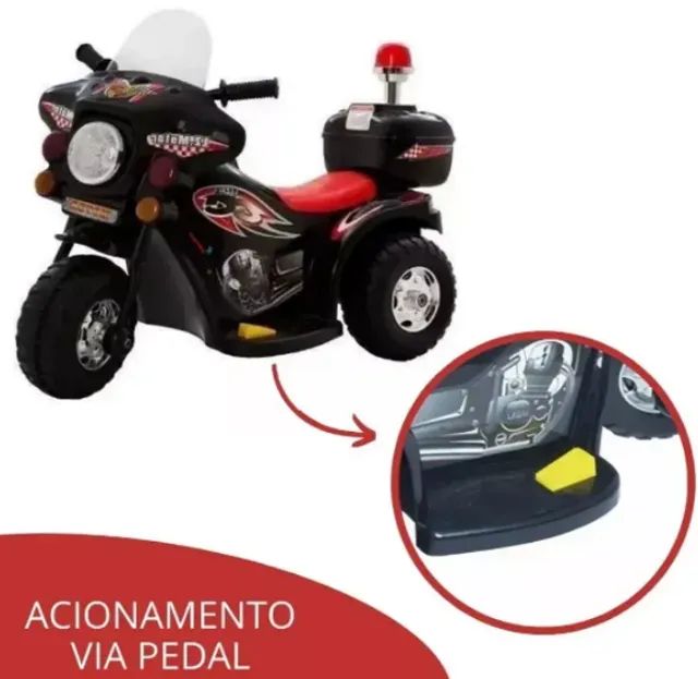 Mini Moto Elétrica Infantil Preta 6v Motostar - Brink+