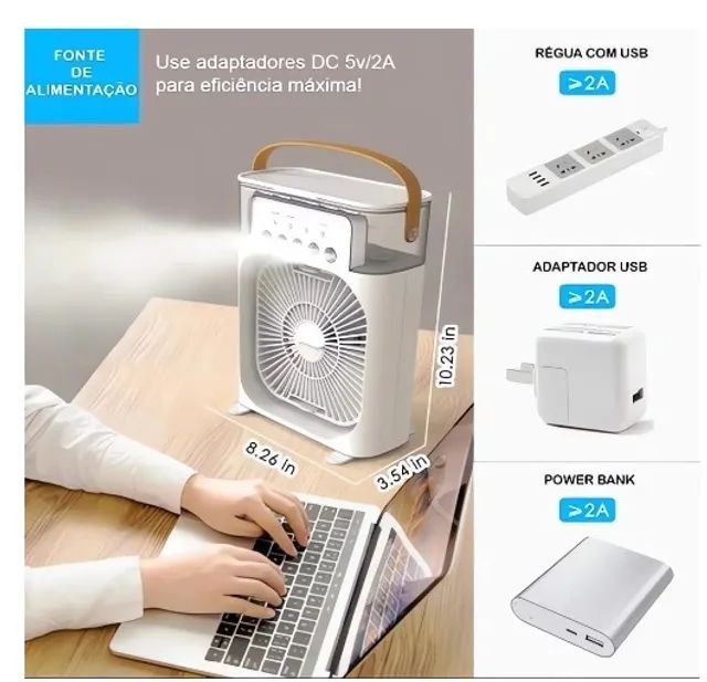 Ventilador portátil umidificador do ar, refrigerador de ar pequeno - Foto 4