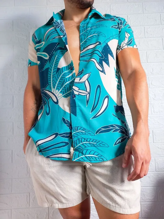 Camisa estampada azul - Viscose