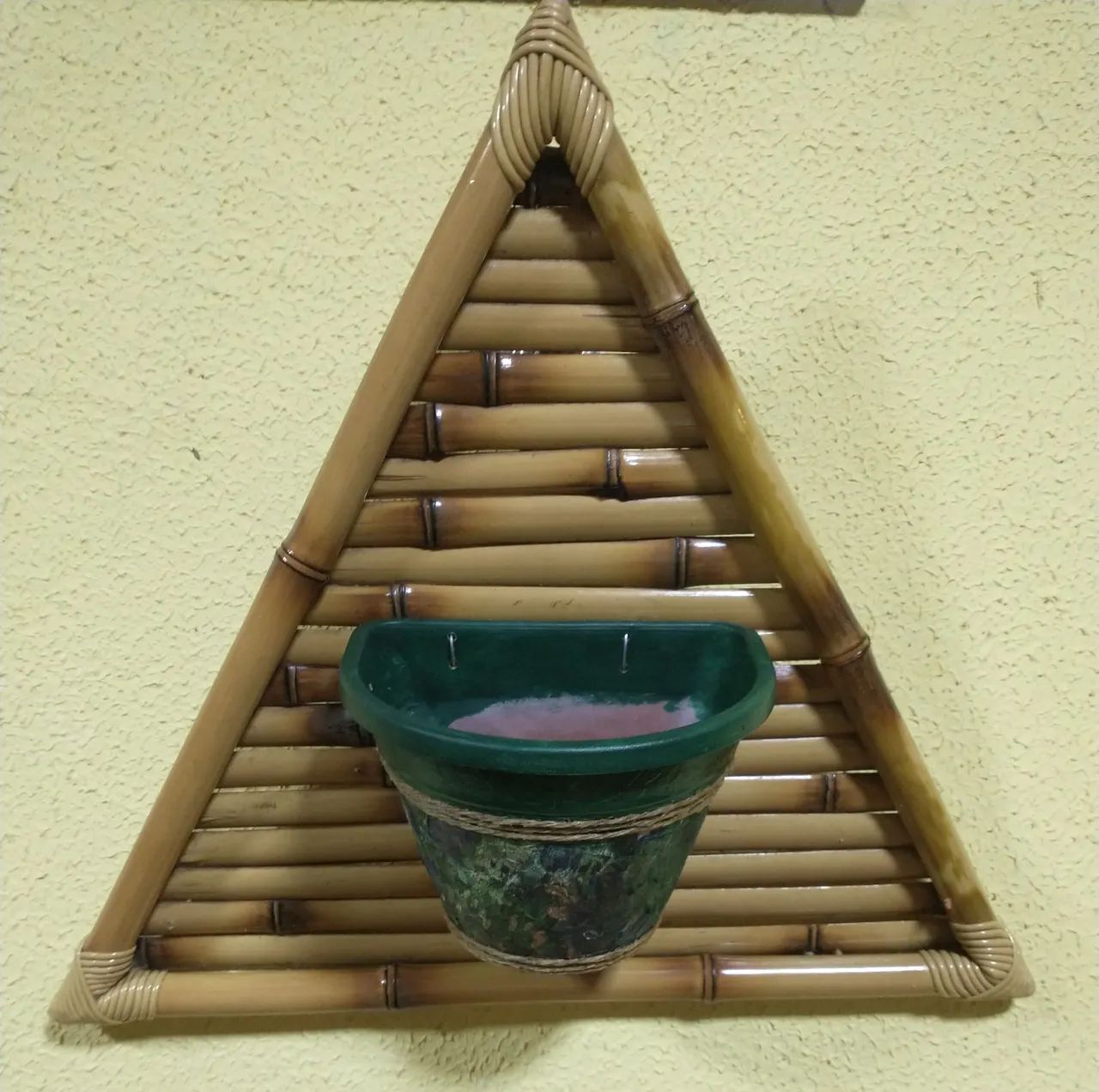 CACHEPÔ DE BAMBU PIRÂMIDE JARDIM DECORAÇÃO PRESENTE  - Foto 2