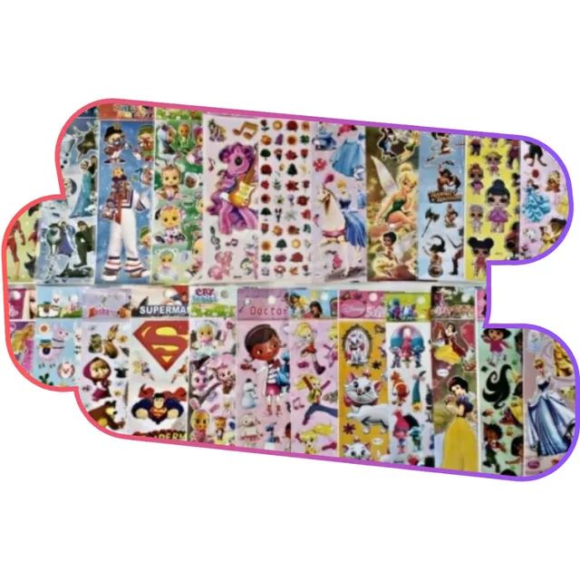 50 cartelas adesivo sticker temas menino e menina aleatórios  - Foto 3