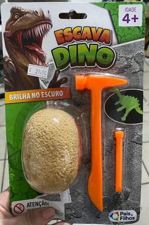Brinquedo Educativo Escava Dino - Brilha no Escuro - Descubra Fósseis de Dinossauro!