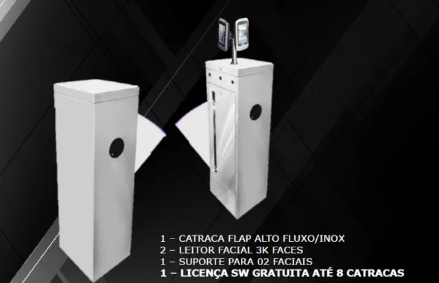 Catraca Tipo Flap | Alto Fluxo, Com Reconhecimento Facial Duplo - Foto 2