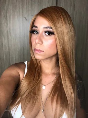 Peruca wig ruiva com repartição em tela - Foto 2