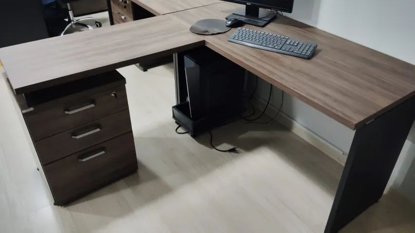 Kit mesa em L para escritório + gaveteiro - Foto 3