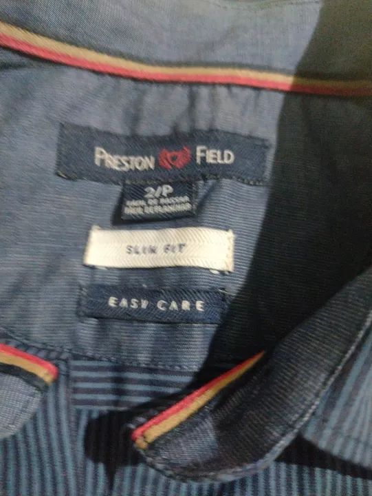Camisa Masculina Azul Listrada - Foto 2
