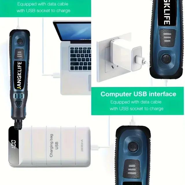 Micro retifica Kit de ferramentas rotativas sem fio usb, caneta de gravação em madeira, fa - Foto 4