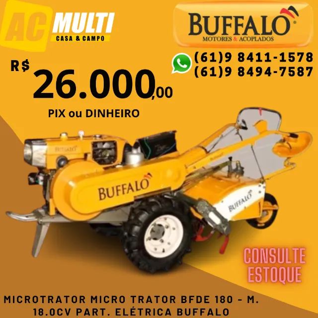 Microtrator Micro Trator  BFDE 180 - M. 18.0cv Part. Elétrica Buffalo