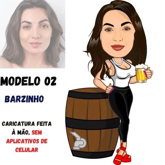 Caricatura -  Mulher bebendo chopp - Foto 3