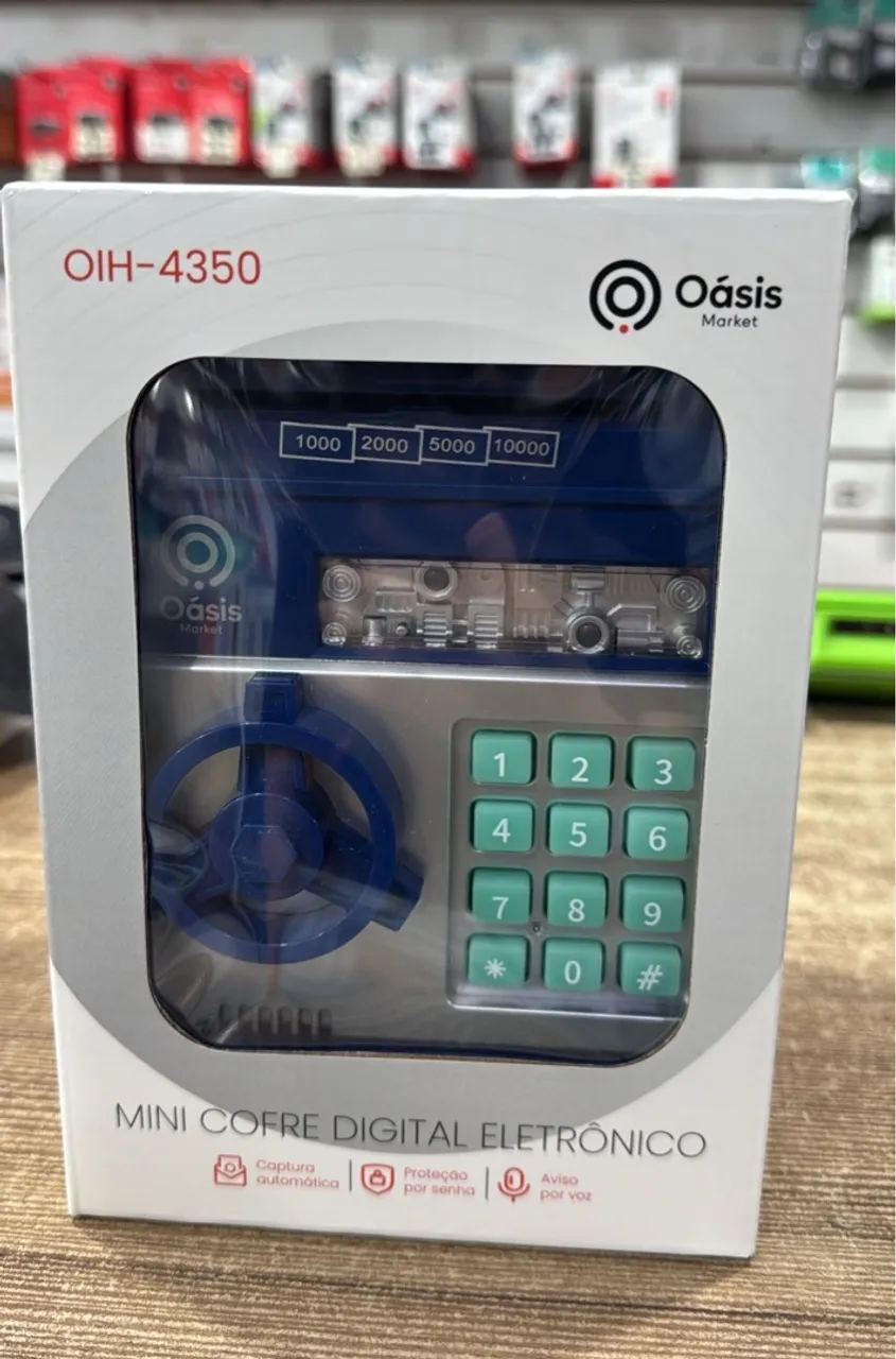 Cofre Digital Eletrônico com Puxador Automático para Notas e Moedas