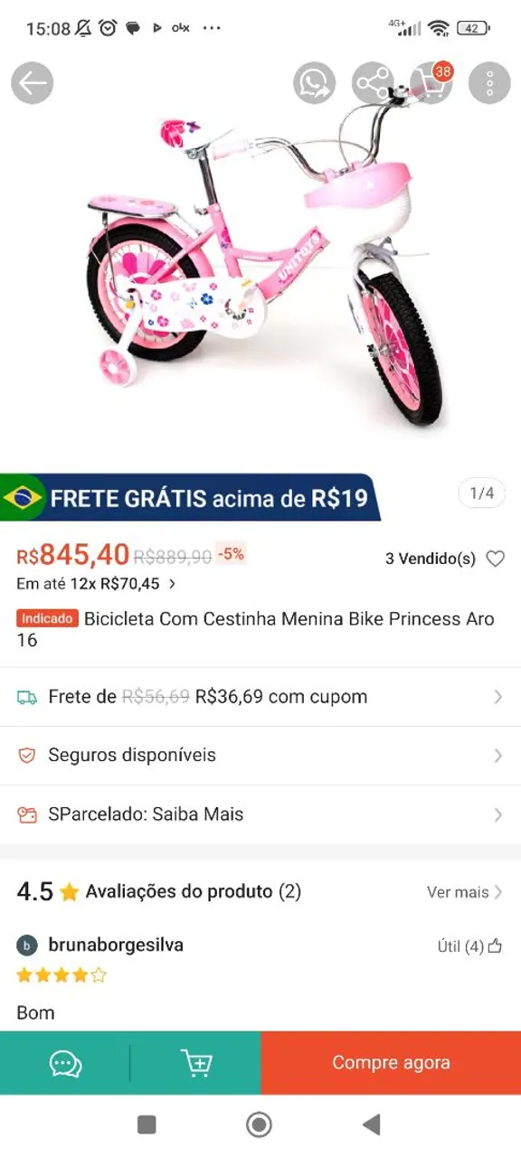 Bicicleta Infantil Menina Bike Princesa Aro 16