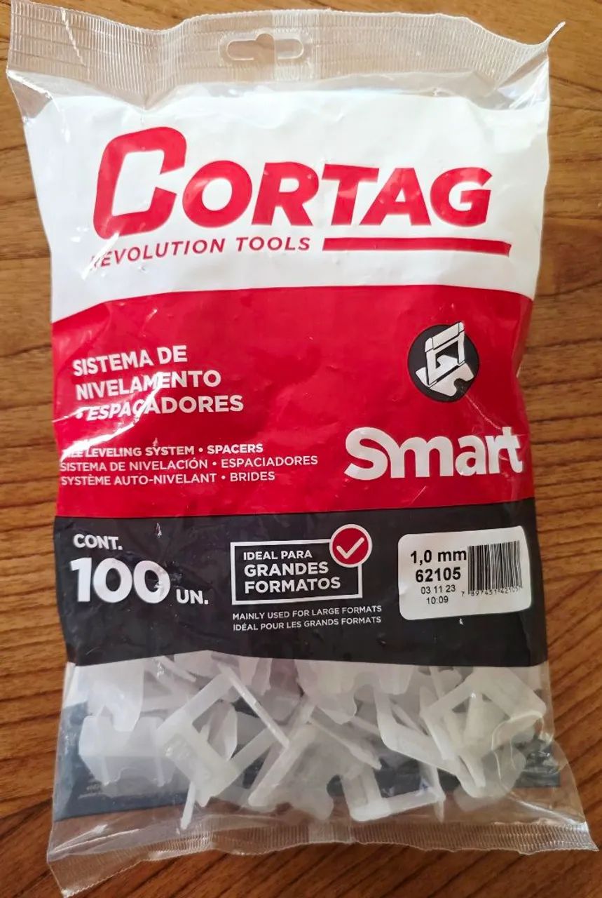 Espaçador Nivelador 1,0mm Smart Cortag Pacote com 100 Unidades