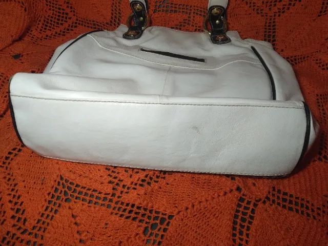 Bolsa  de  couro  couro  fino  bege - Foto 2