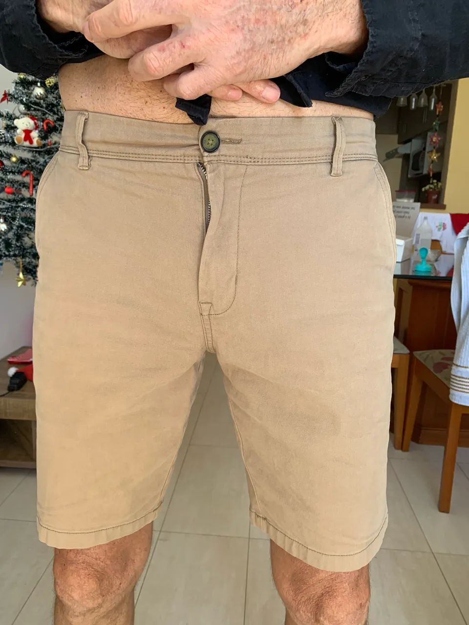 Bermuda beige MARFINNO - tecido pesado - Foto 4