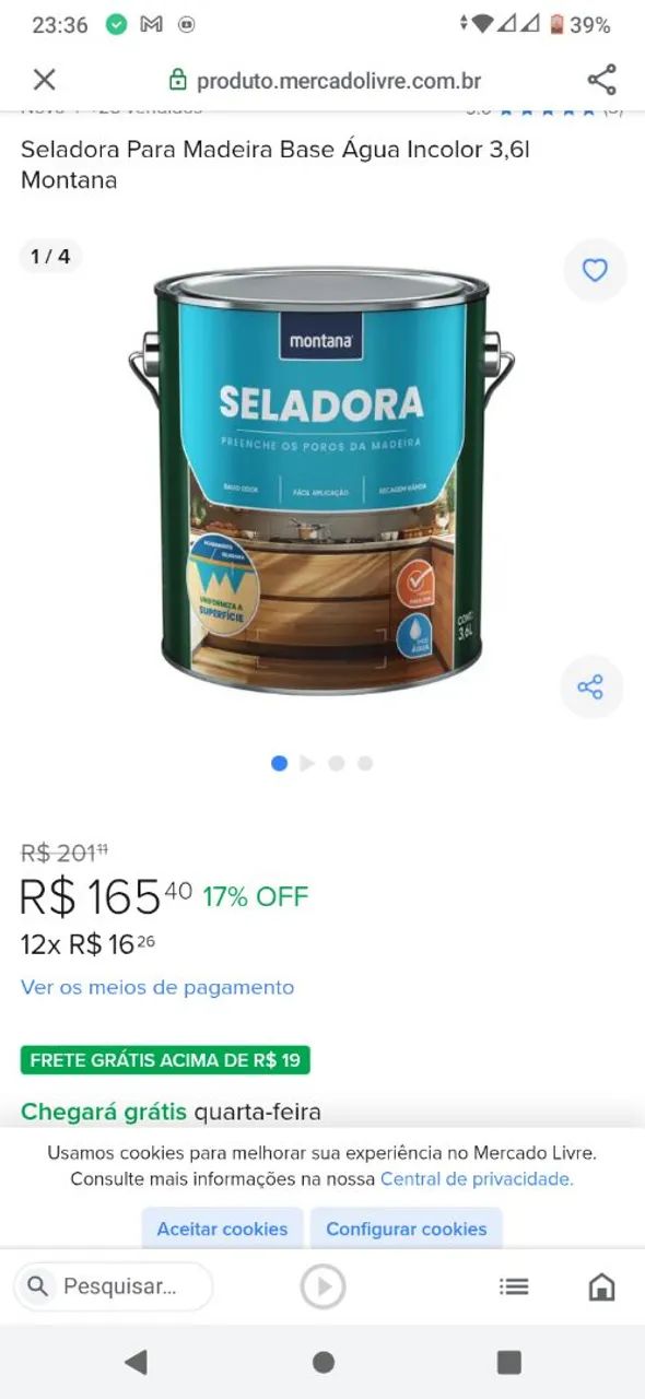 Seladora Para Madeira Base Água Incolor 3,6l - Montana  lacrado