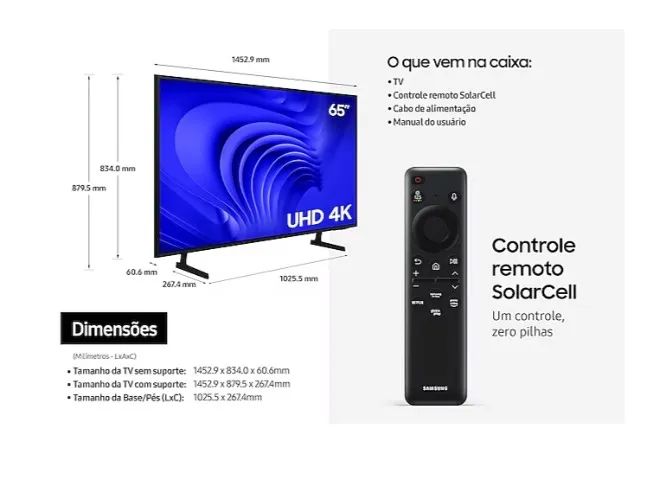 Smart TV 65 Samsung Crystal 4k Alexa Nova Lacrada 2024 - Foto 4