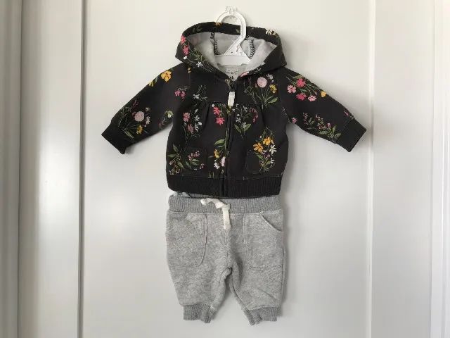 Moleton Cardigan de zíper e capuz e calça Carter's
