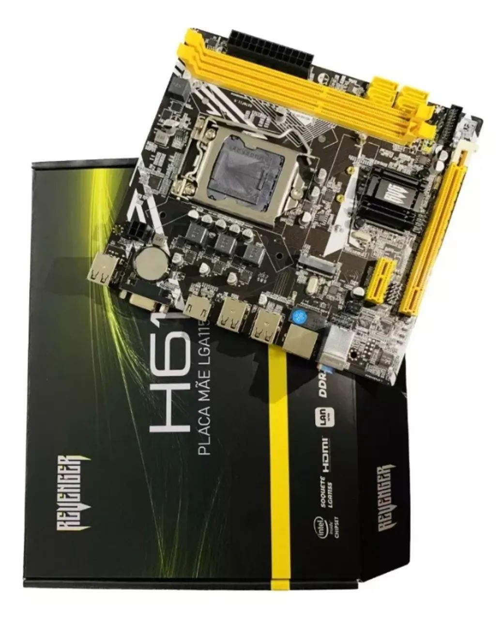 Placa Mae Revenger H61 M2 DDR3 LGA 1155 ddr 3 para segunda e terceira geração com hdmi slo - Foto 2