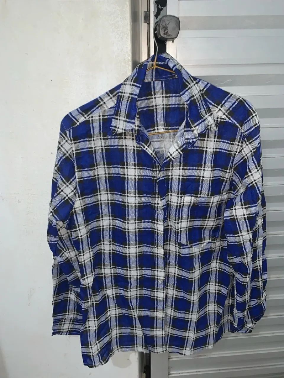 Camisa Xadrez Azul e Branca Para Quadrilha