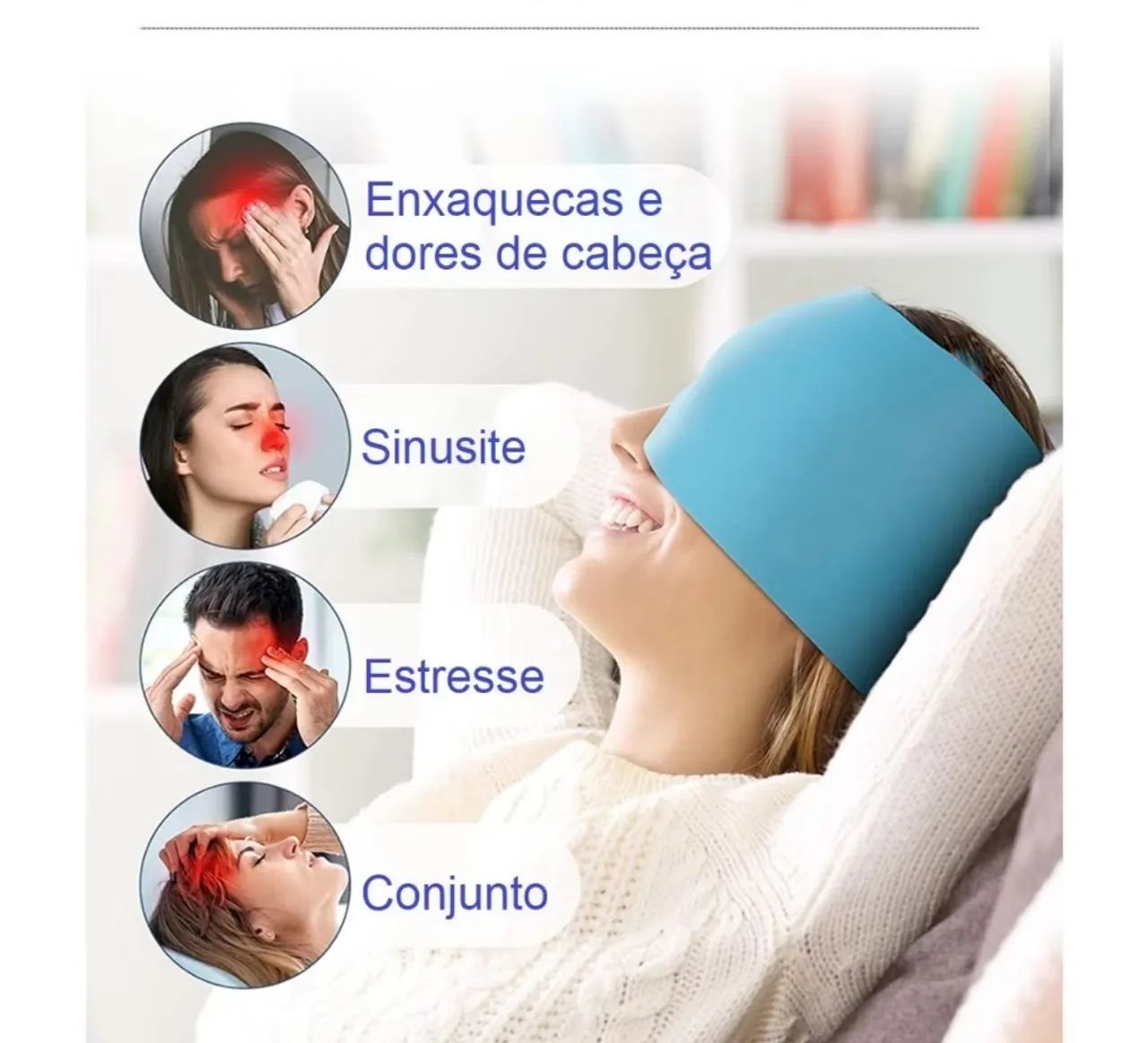 Mascara/touca Alivia Enxaqueca, Insônia e Olheiras - Foto 2