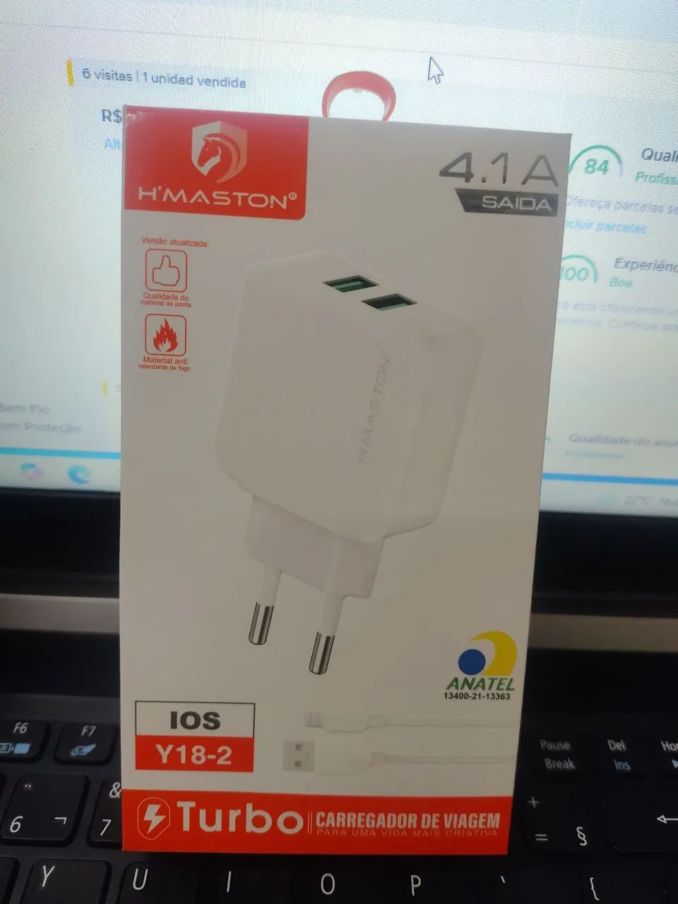 Carregador Turbo 2 Entradas Usb + Cabo Lightning Branco - Foto 4