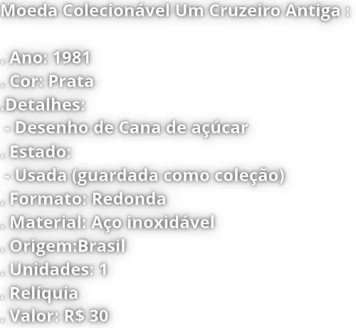 Moeda Colecionável 1 Cruzeiro Antiga - Foto 5