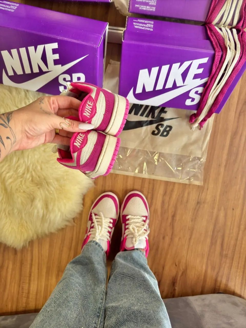 Tênis Nike SB Dunk Rosa Feminino Linha Luxo  - Foto 4