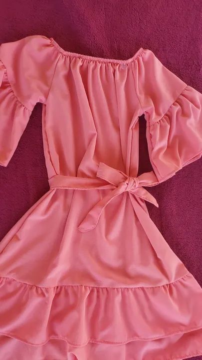 Vestido Rosa Off Shoulder com Babados - Foto 2