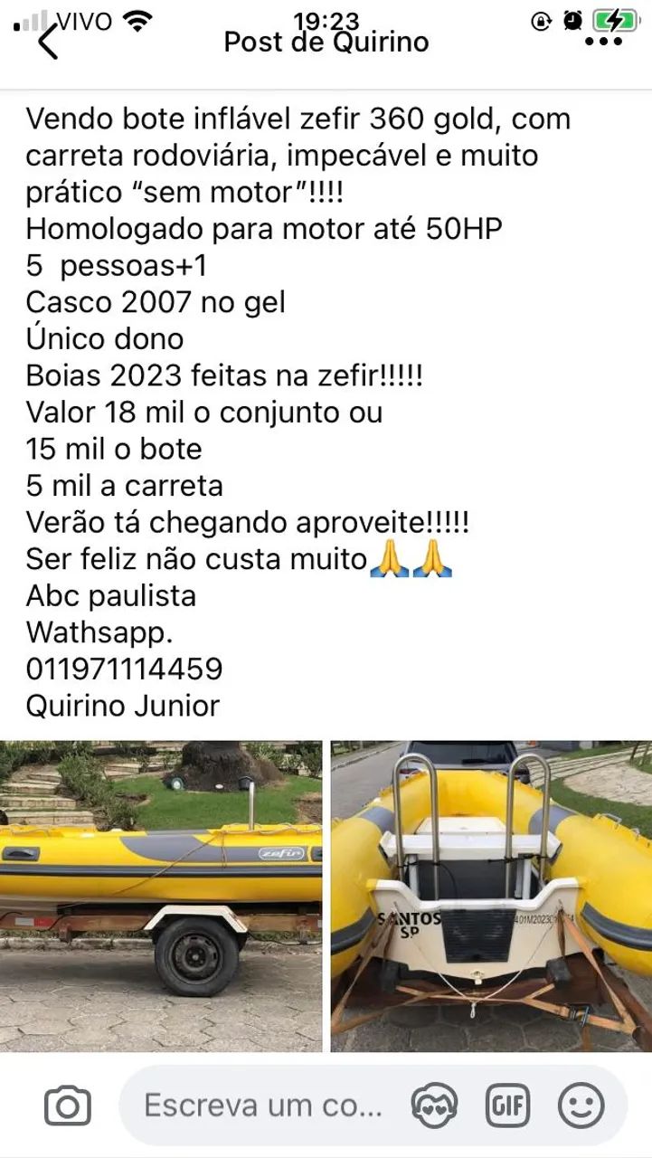 Bote inflavel zefir 360 gold 2007/2023 e carreta rodoviária - Foto 13