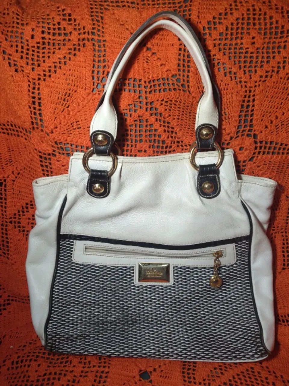 Bolsa  de  couro  couro  fino  bege