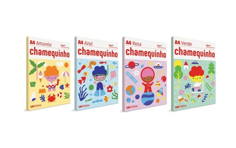Papel Sulfite Colorido Chamequinho A4, 75 g, 100 Folhas
