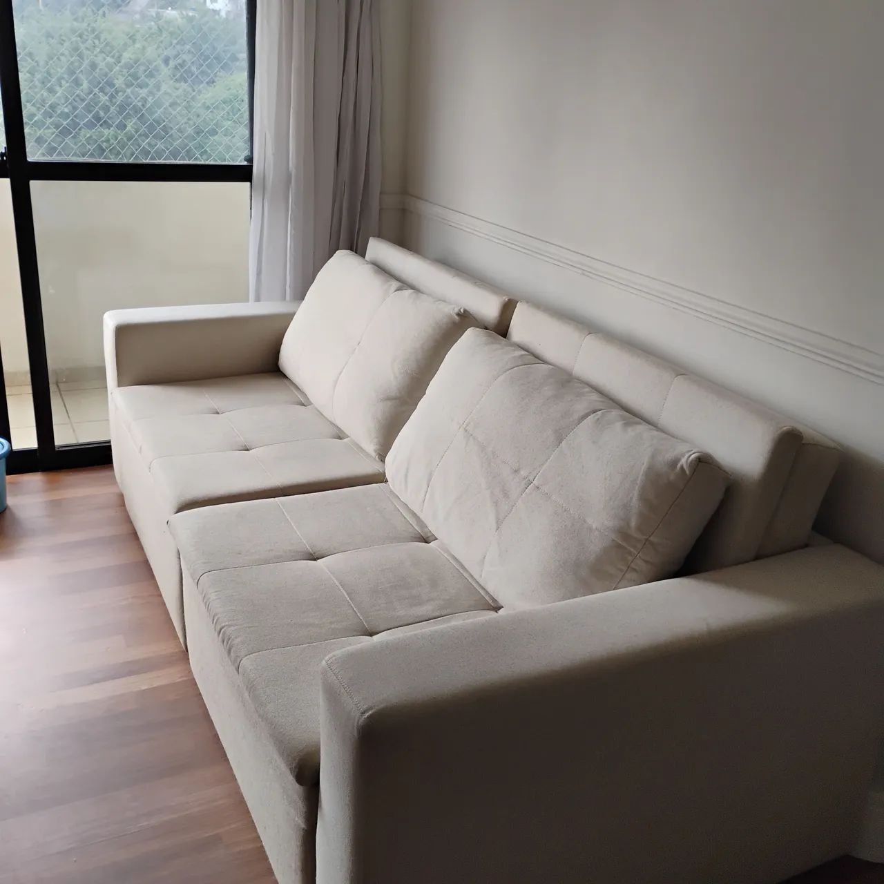 Sofá Cama  2,30 m  x 1,00  m Creme  de 4 Lugares Breton em linho  - Foto 3