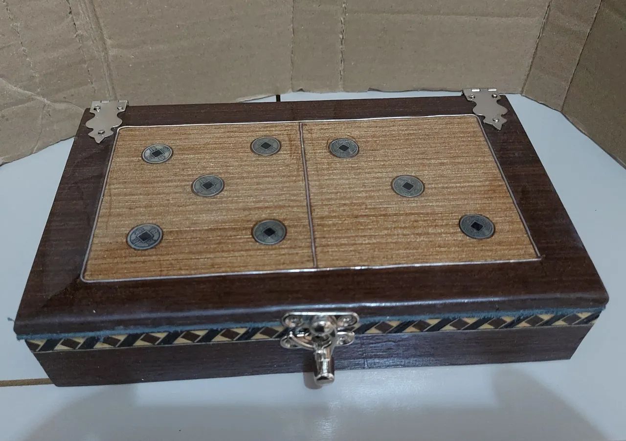 Caixa de domino artesanal pedras grandes - Foto 6