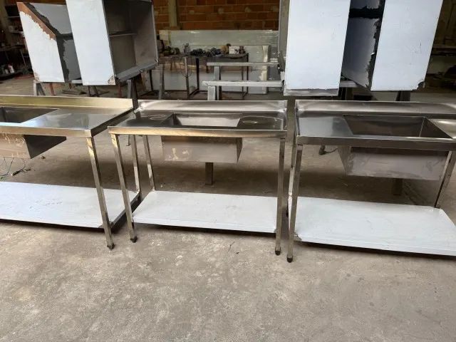  Tanque bancada pia industrial inox
