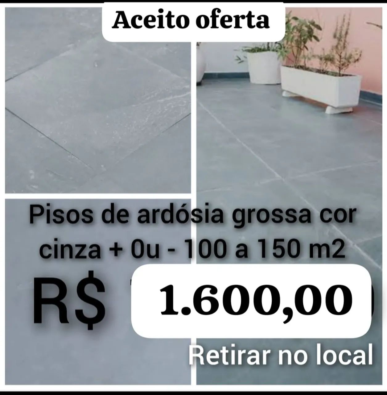 Pisos de ardósia grossa cinza - Aceito oferta