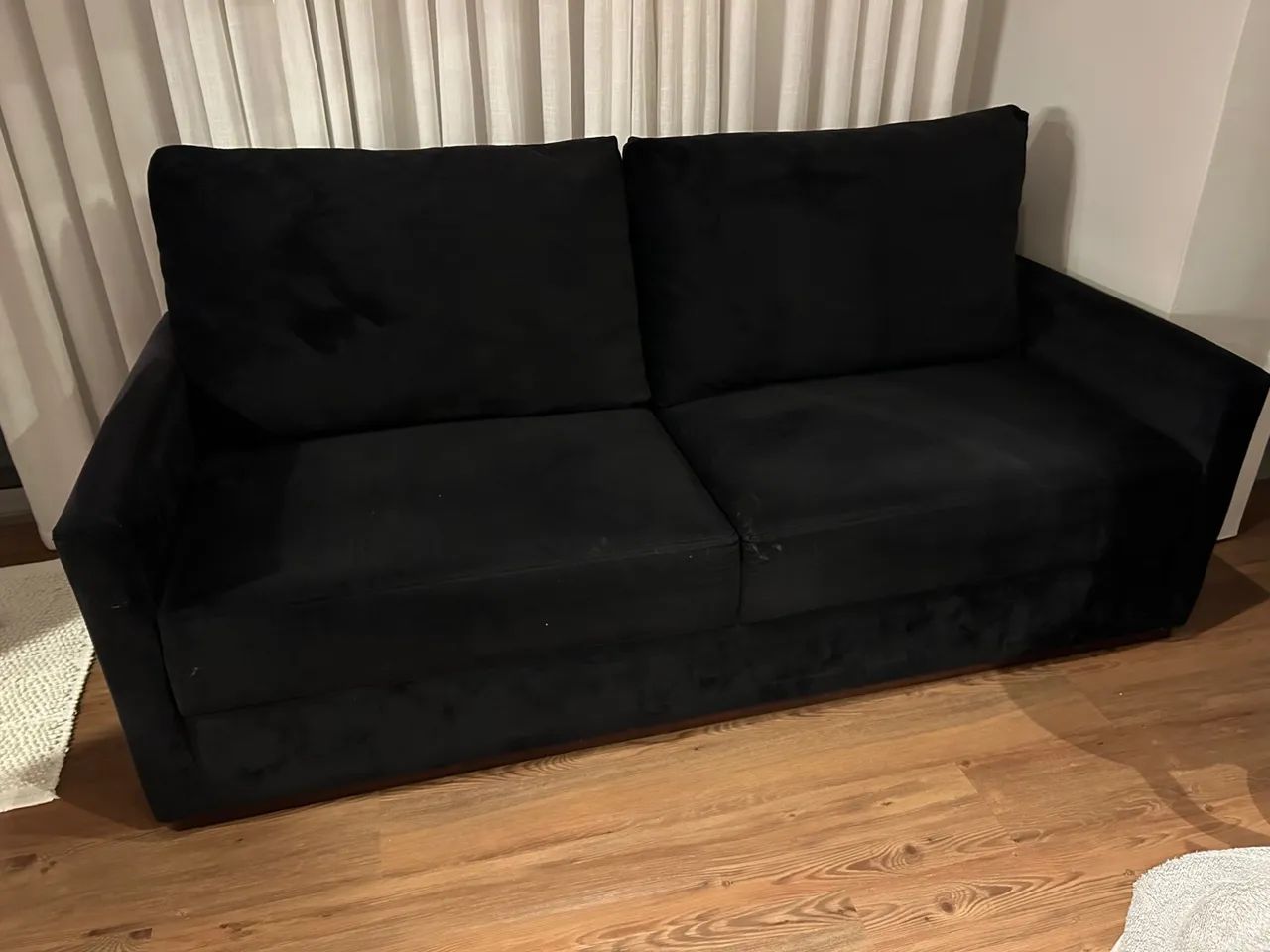Sofá 3 lugares Preto de Veludo 1,80x85 