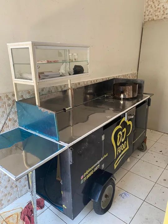 Carrinho de salgados completo com toldo 